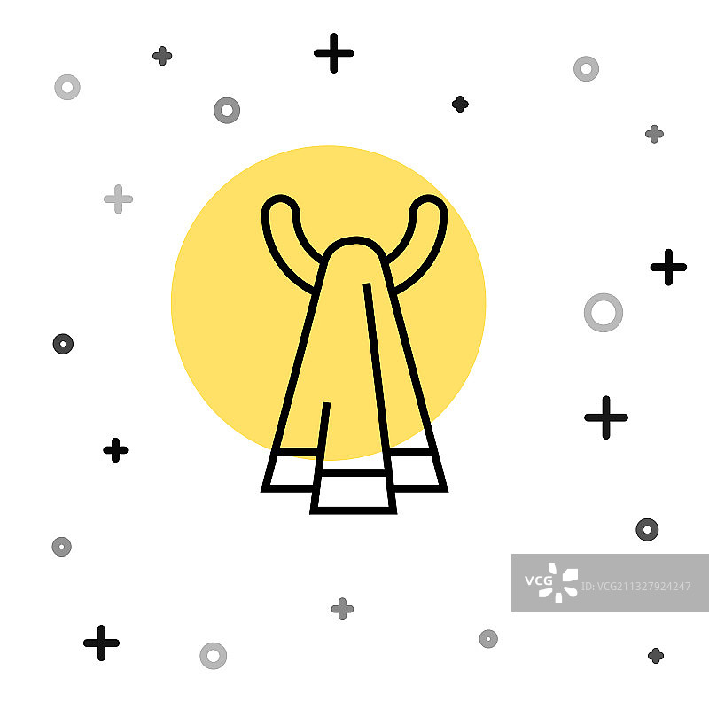 黑色线条衣架上的毛巾图标，已隔离图片素材