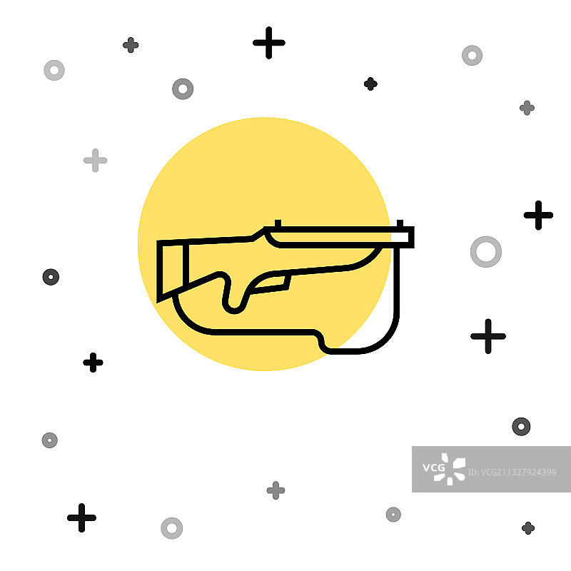 白色背景上的黑色线条冬季两项步枪图标图片素材