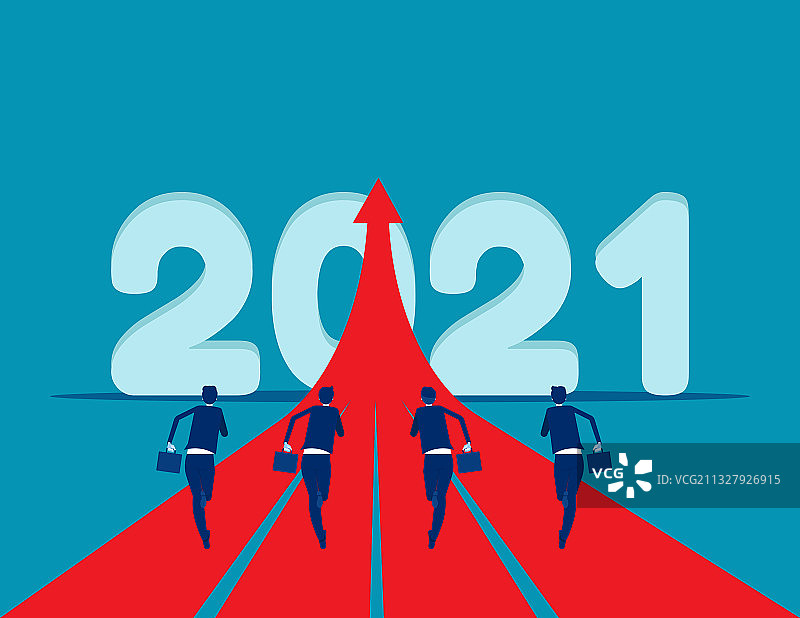 人们奔向2021年新目标图片素材