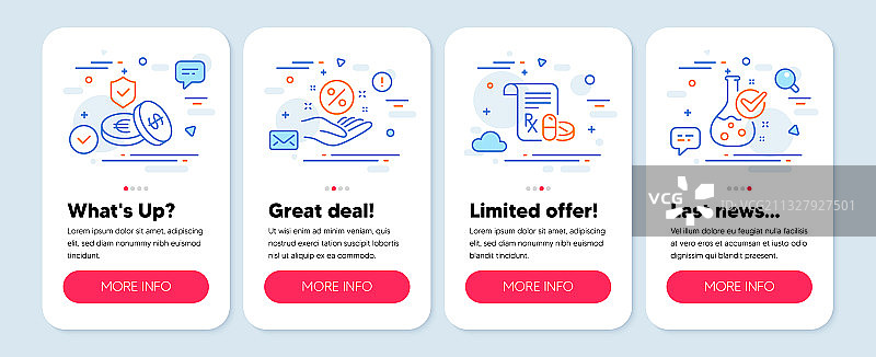包含储蓄、保险等线性图标集图片素材