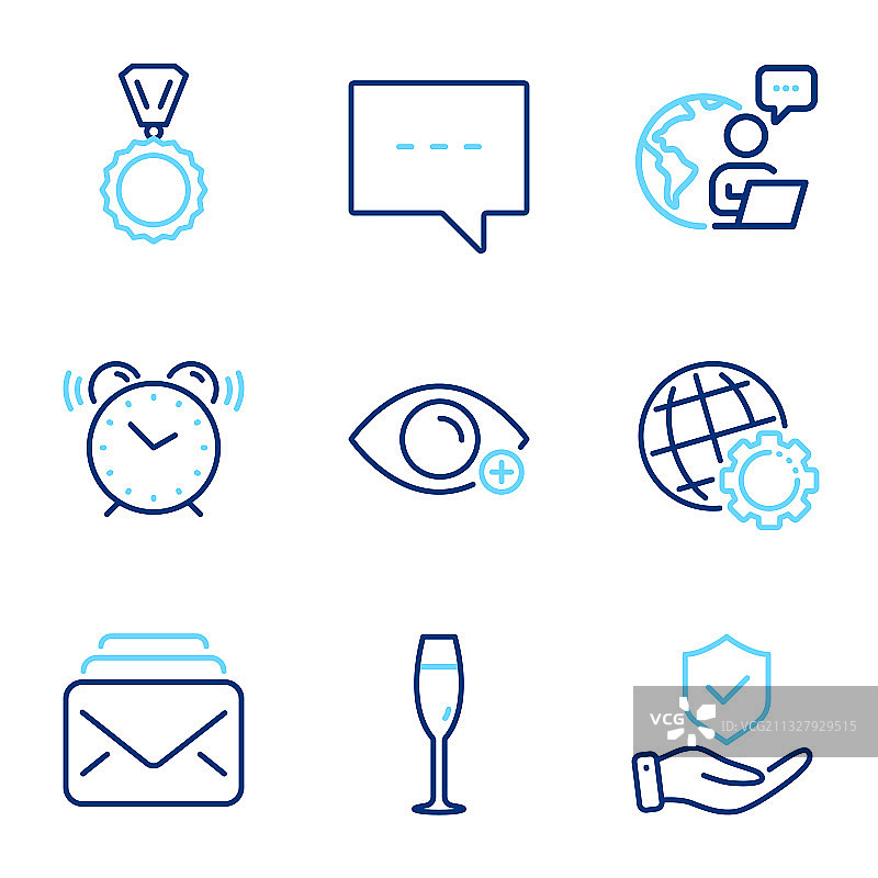 包含奖牌邮件等商务图标集图片素材