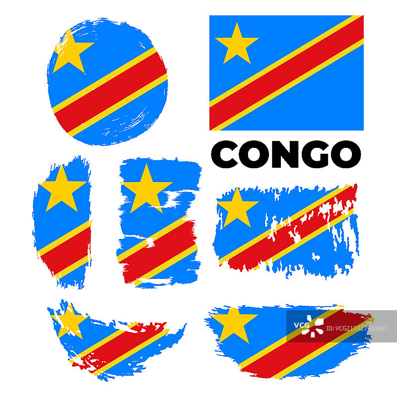 带有刚果民主共和国旗帜的复古笔触图片素材