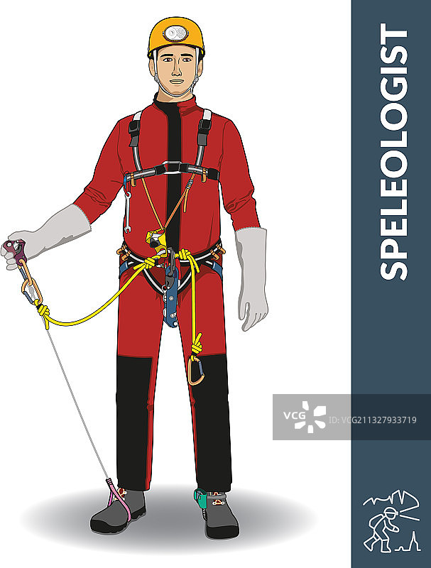 配备齐全的洞穴探险家图片素材