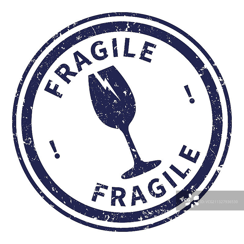 易碎品圆形印章图片素材