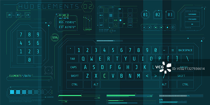 未来科技HUD键盘元素套装图片素材