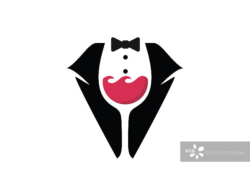 燕尾服葡萄酒Logo设计概念图片素材