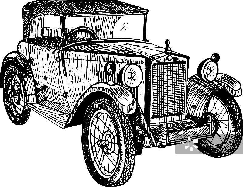复古汽车涂鸦草图图片素材