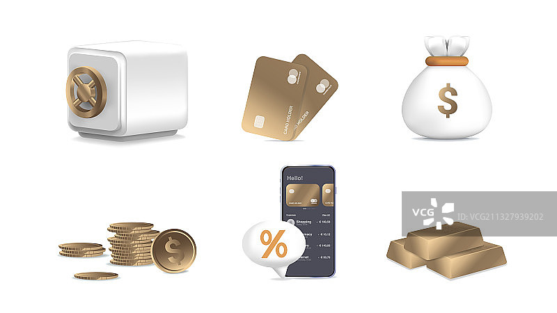 金元宝钱币储蓄罐卡片合集图片素材