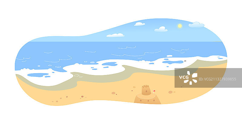 海滨沙滩全景剪贴场景图片素材