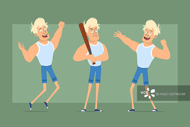 卡通扁平金发运动员人物角色组图片素材