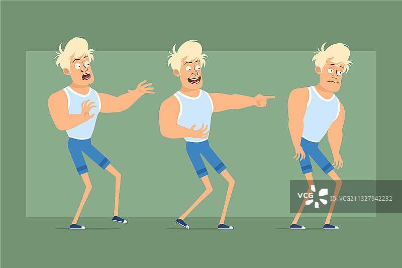 卡通扁平金发运动员人物角色组图片素材