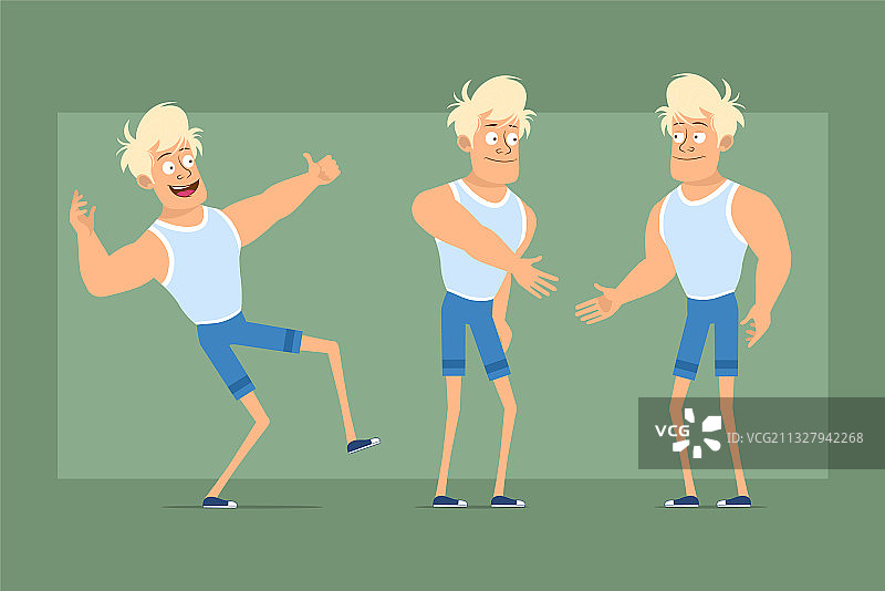 卡通扁平金发运动员人物角色组图片素材