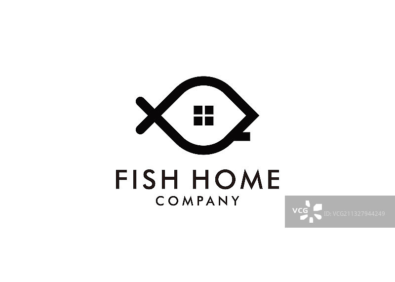 简约图标鱼屋Logo模板设计图片素材