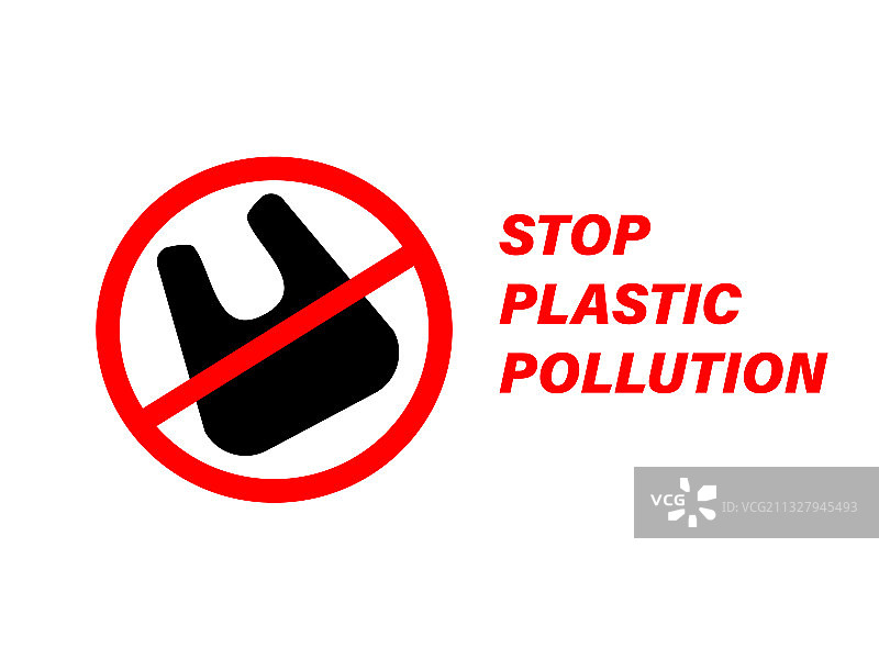 禁止塑料污染概念圆形红色标志图片素材