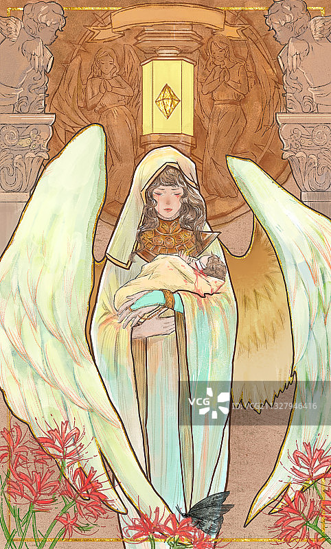 小说杂志封面文学海报天使抱着婴儿图片素材