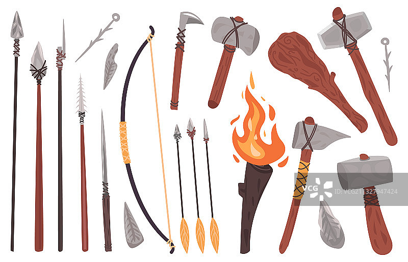 石器时代的原始文化工具图片素材
