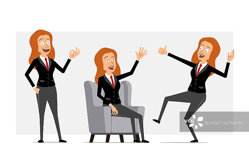 卡通扁平风格的有趣女商人角色图片素材