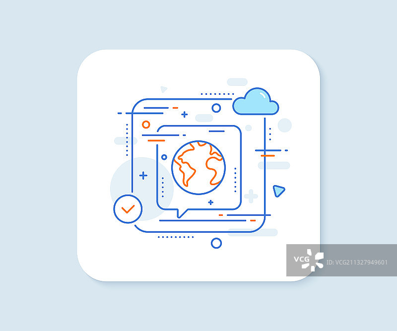 世界地球线条图标网络互联网标志图片素材