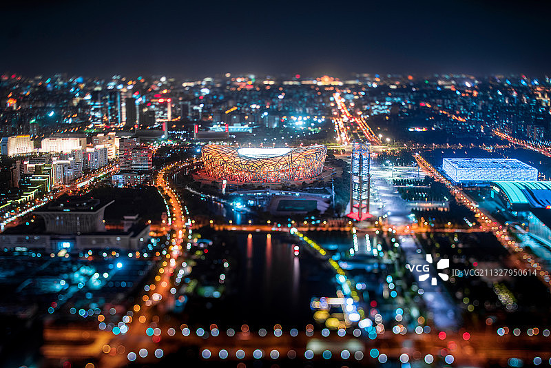 北京鸟巢夜景图片素材