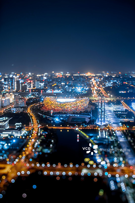 北京鸟巢夜景图片素材