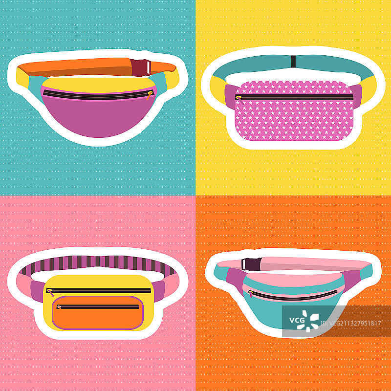 彩色腰包套装4个图片素材