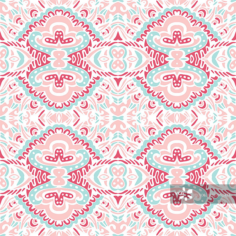 传统风格可爱粉色无缝图案图片素材