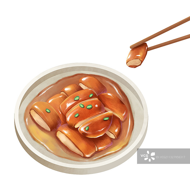 粤菜广东美食烧鸭元素材插画图片素材