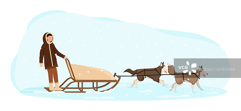 爱斯基摩人乘狗拉雪橇图片素材