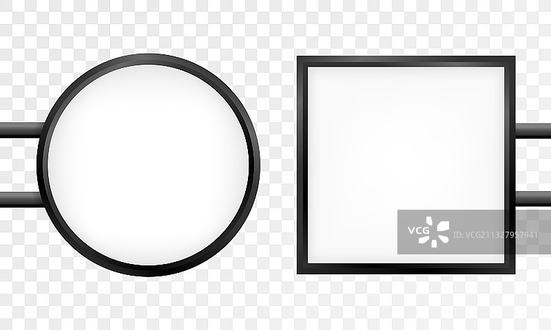 灰色背景上的圆形标牌样机图片素材