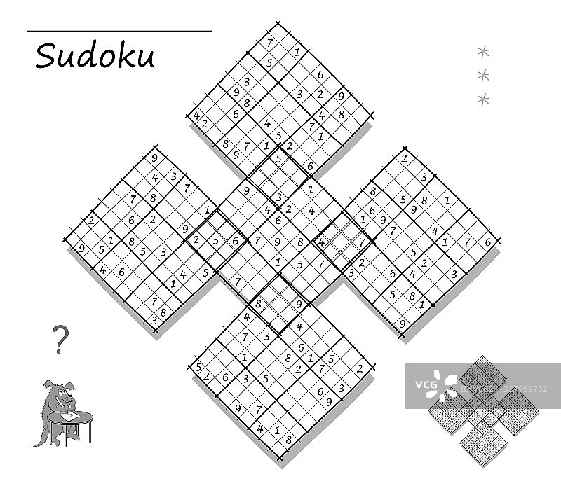 儿童对角线数独逻辑游戏图片素材