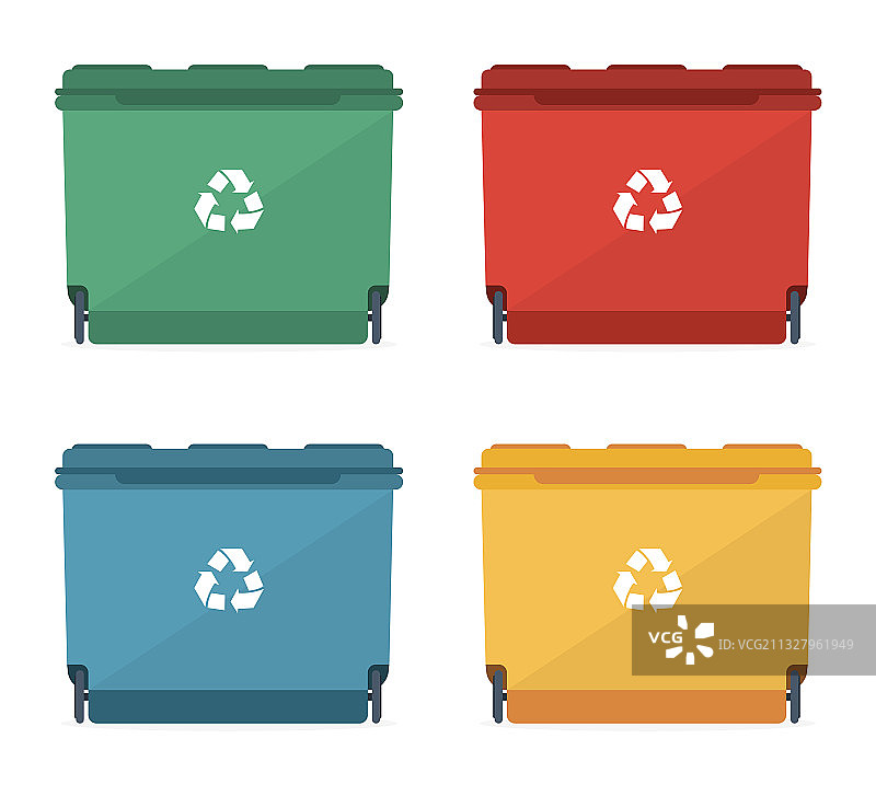 不同尺寸和颜色的垃圾箱图片素材