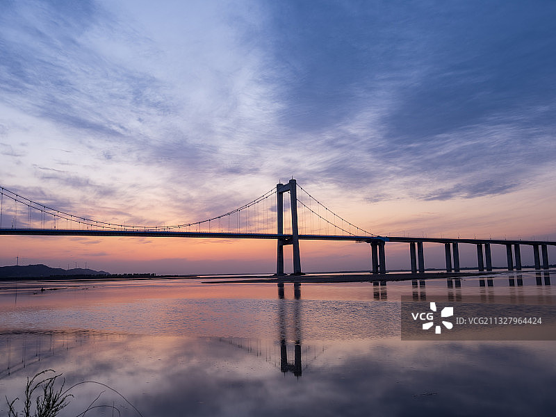 黄河桃花峪大桥日落图片素材