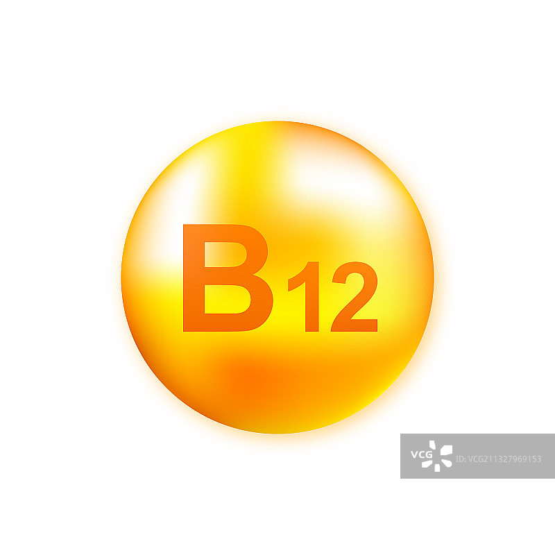 灰色背景上具有逼真水滴的维生素B12图片素材