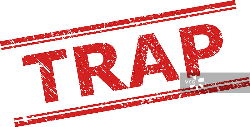带刮擦纹理的双重陷阱图章图片素材