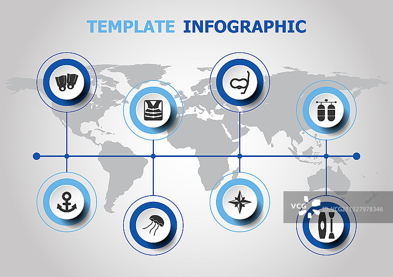 带有潜水图标的信息图设计图片素材