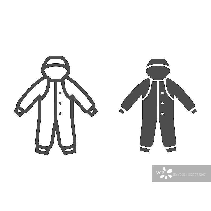 新生儿冬季连体衣线条图标图片素材