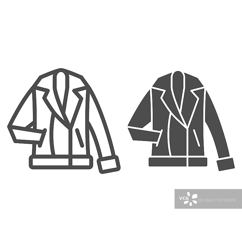 冬季外套线条和实心图标图片素材