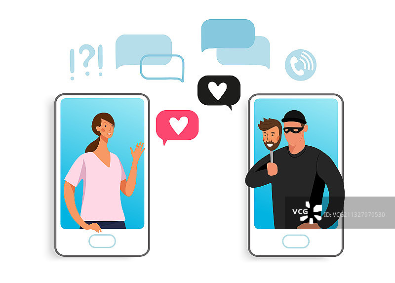 女孩在电话中与诈骗犯交流图片素材