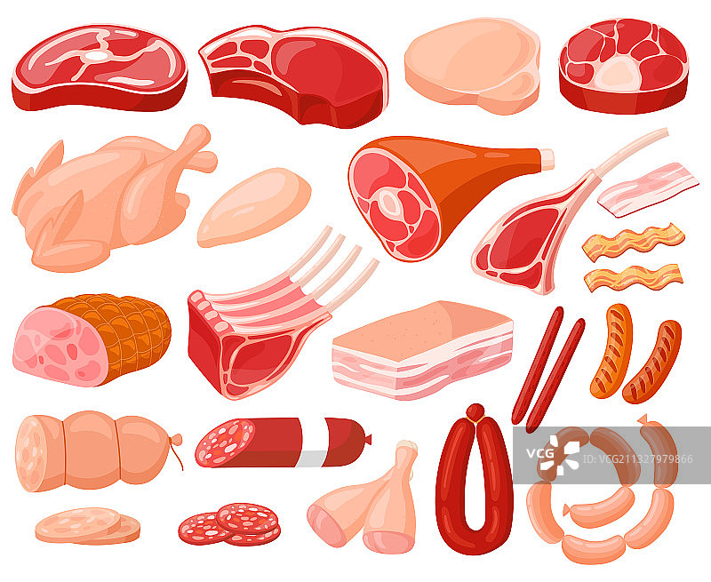肉制品卡通屠宰店食品鸡肉图片素材