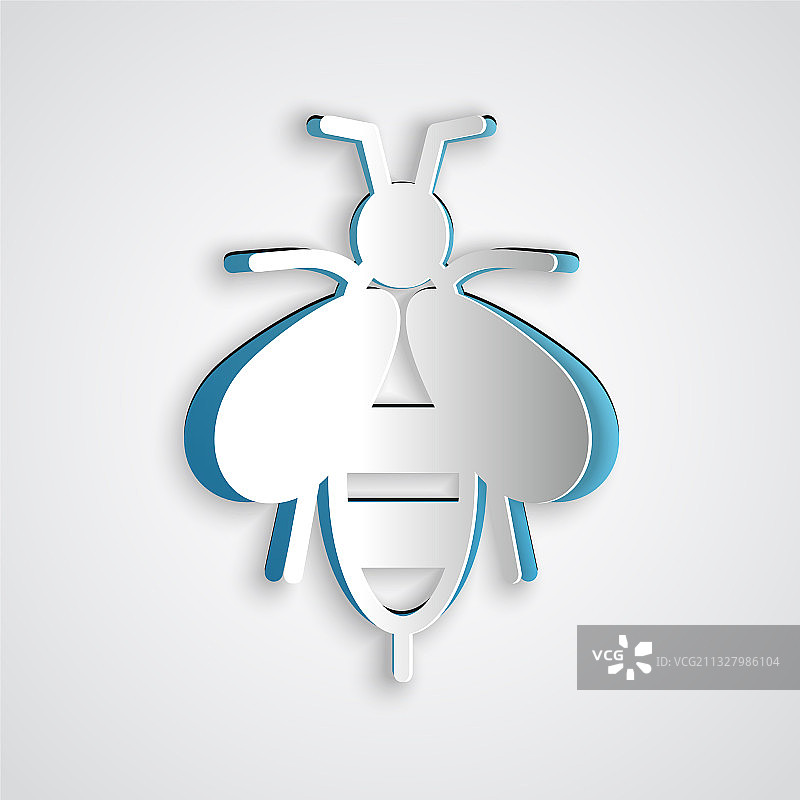 剪纸蜜蜂图标灰底图片素材