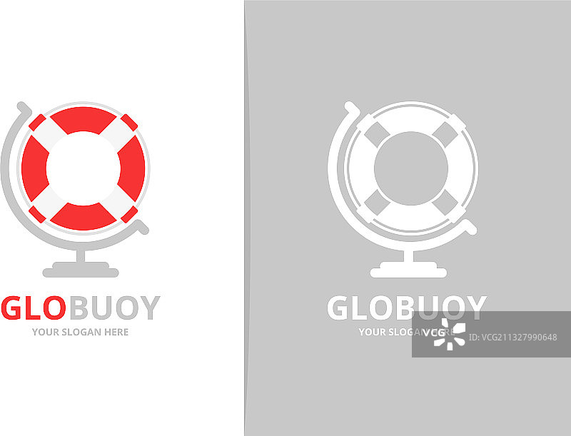 救生圈与地球logo组合图片素材