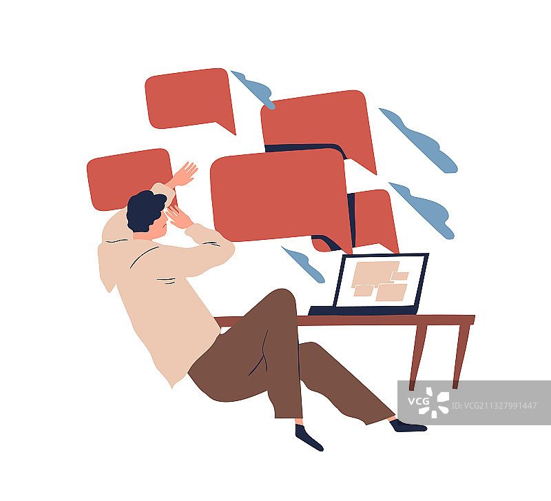 有负面评论的男青年图片素材