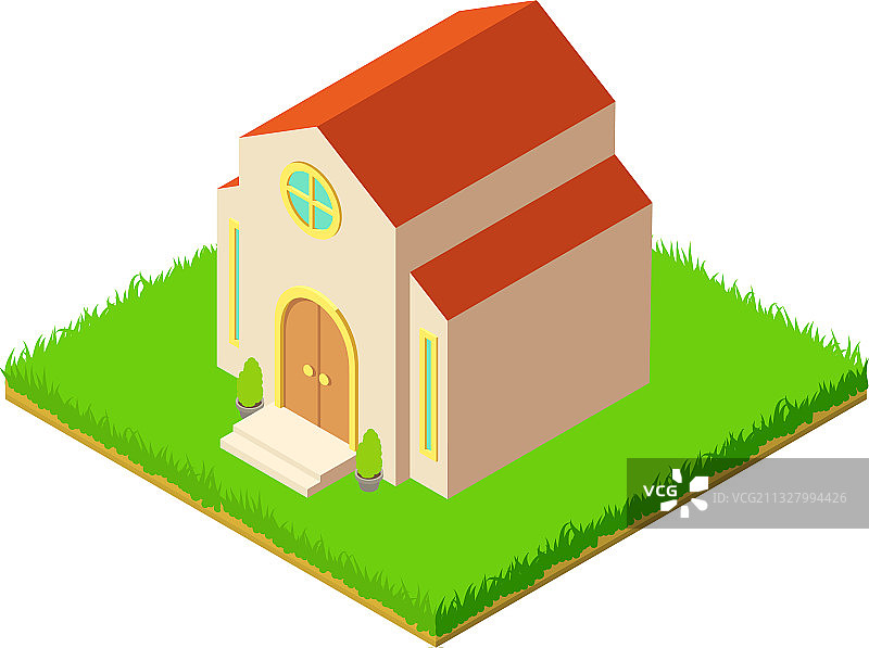 现代教堂图标2.5D风格图片素材