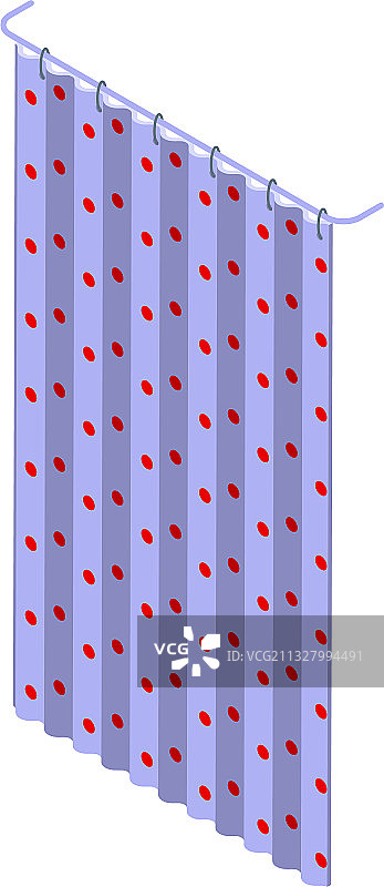 红色虚线浴帘图标2.5D风格图片素材