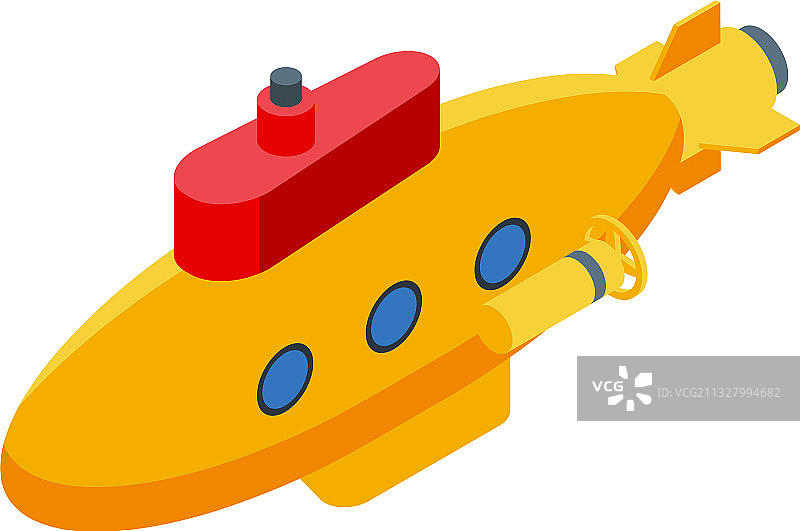 深海潜水器图标2.5D风格图片素材