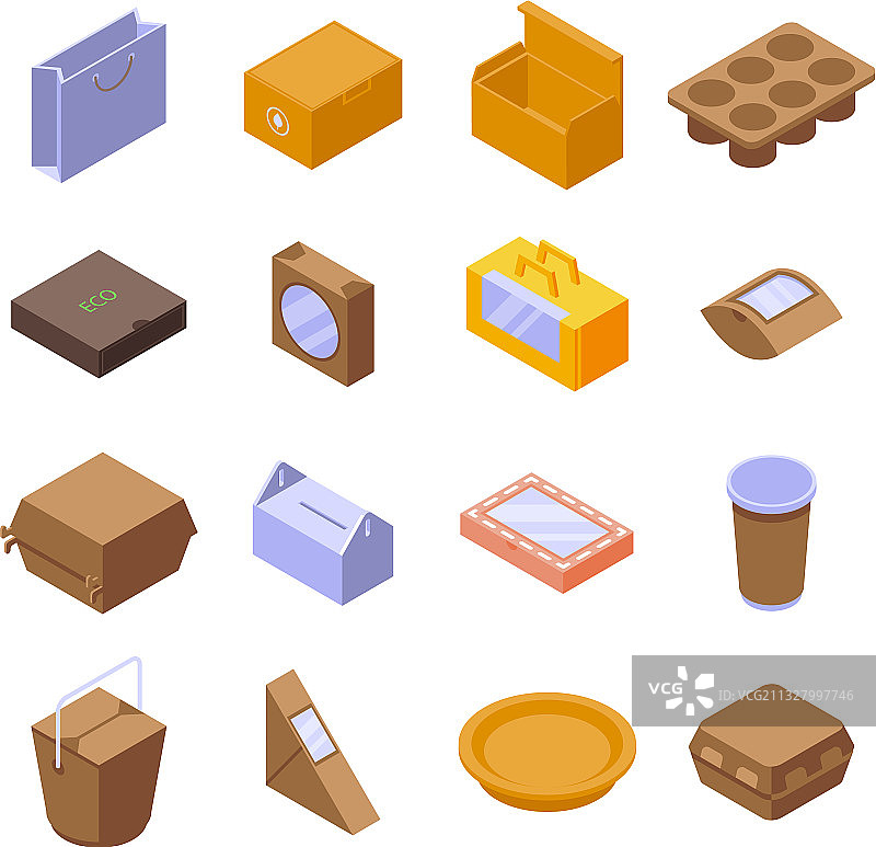 环保包装图标2.5D风格图片素材