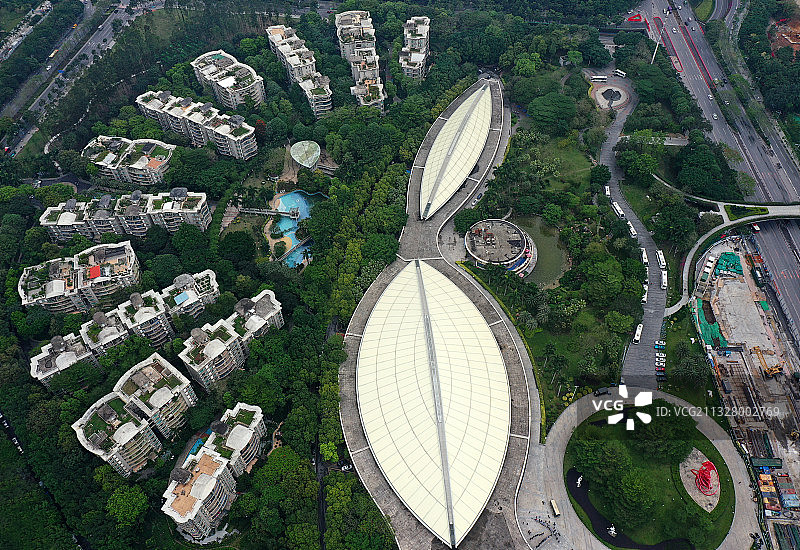 广东省广州市白云区白云新城广州体育馆航拍图片素材