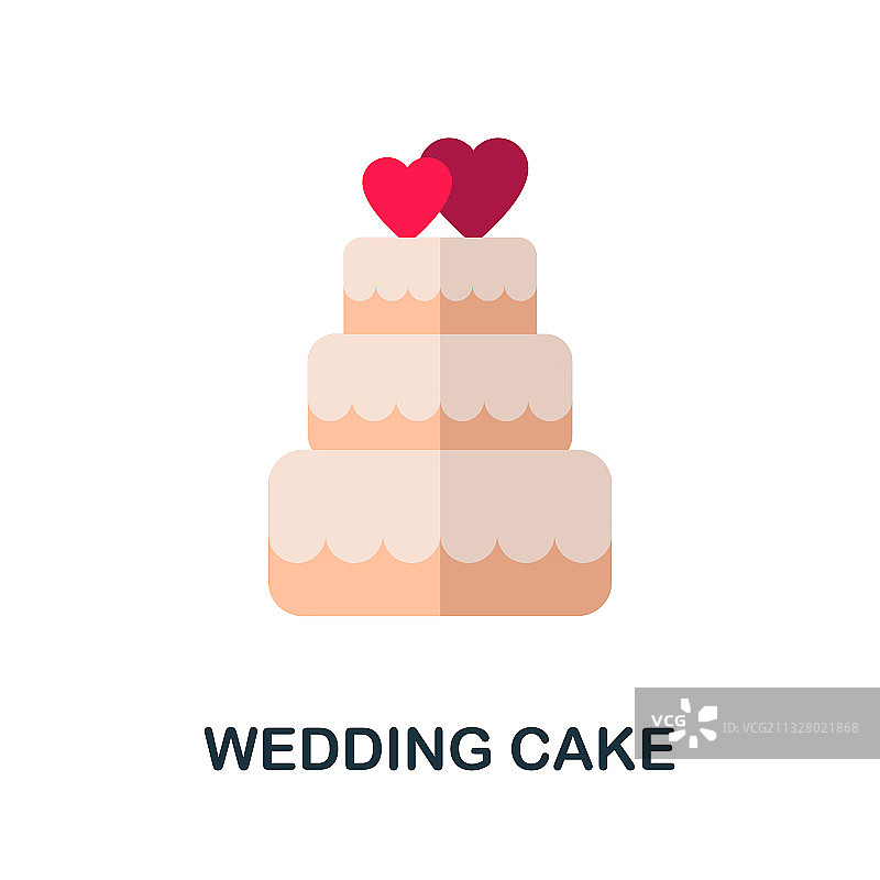 婚礼蛋糕扁平风格彩色图标元素图片素材