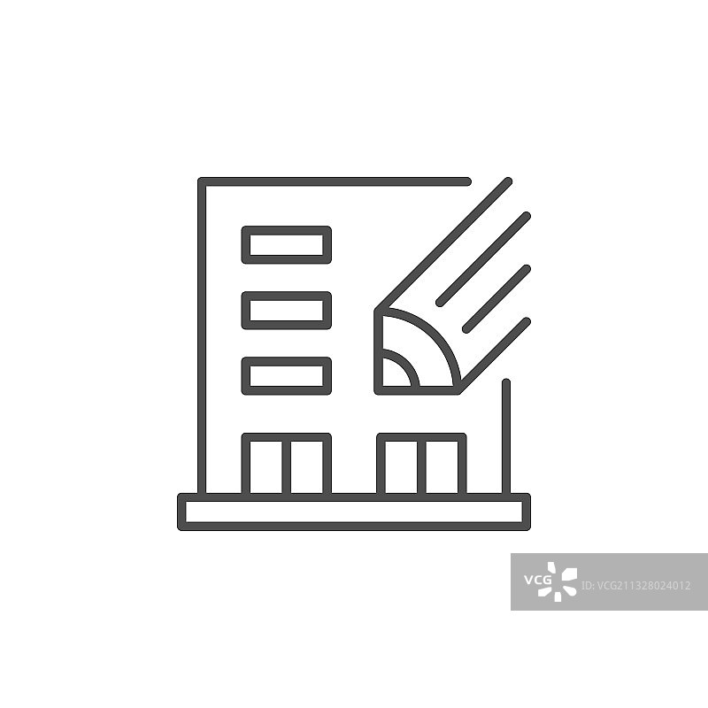 公寓楼房项目线条轮廓图标图片素材