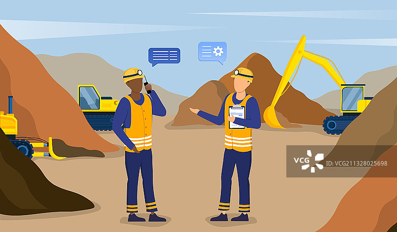 两名矿工在采石场工作图片素材